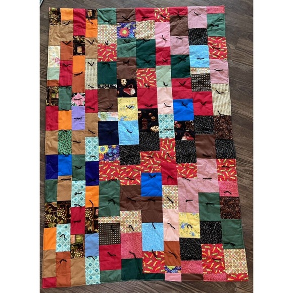 Handmade Hand Quilted Throw / Beach/ Picnic/ Crib quilt 40”x 60” Reversible #1 - Picture 1 of 6